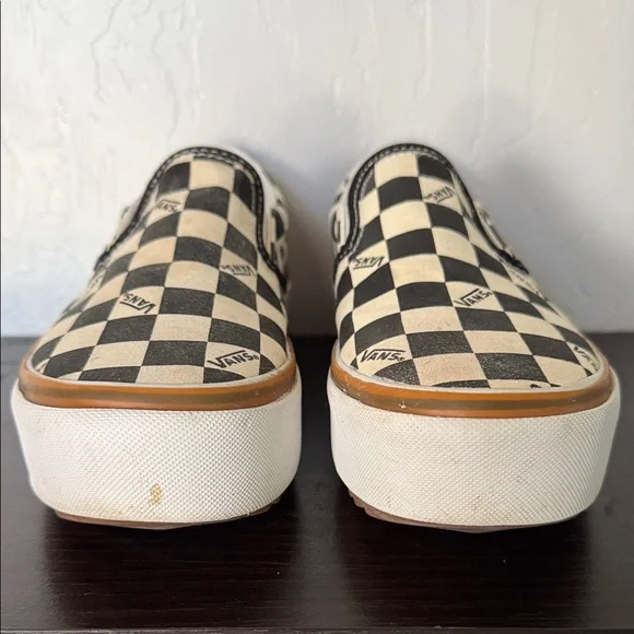 Vans Women's Stacked Checkerboard Slip-On Shoes - Black and White - Size 8.5 - Picture 4 of 11